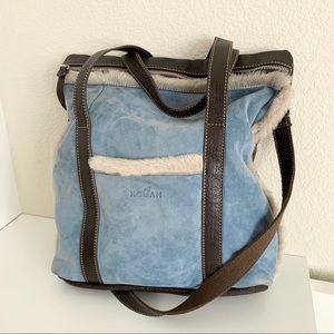 Hogan Shearling and Canvas Purse